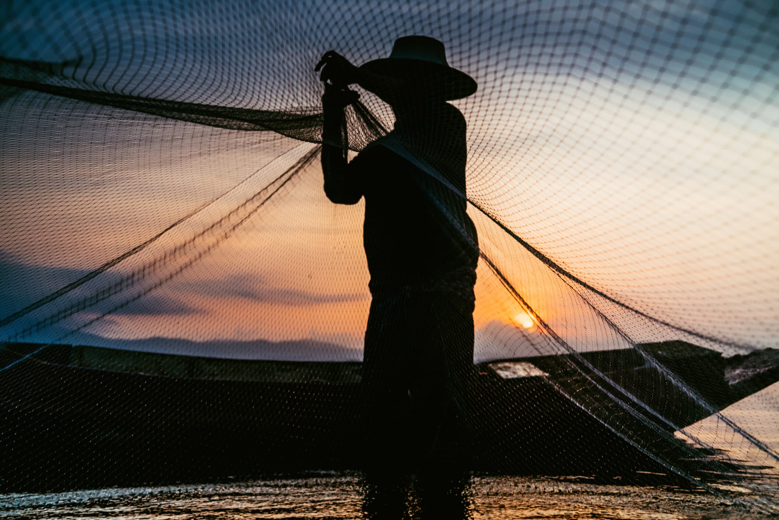 silhoutte fisherman